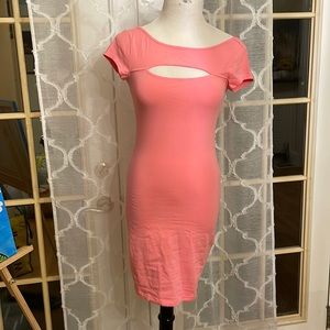 Guess Flamingo Pink Peekaboo Body Con Dress S